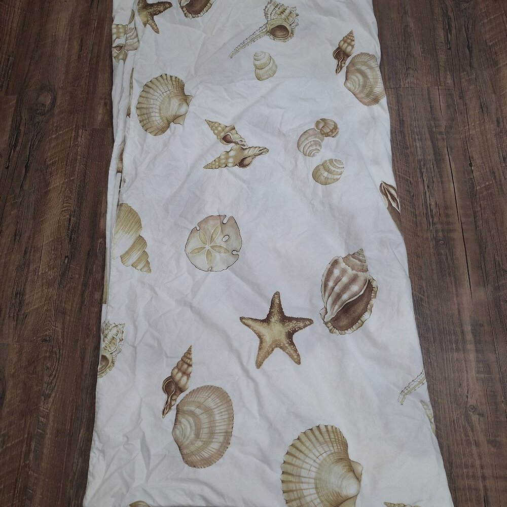 Pottery Barn Coastal Seashells Full/Queen Duvet Cover White w SandTanBrown